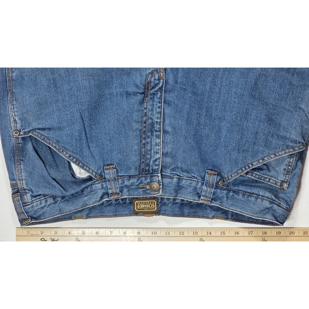 CE Schmidt Workwear Fleece Lined Carpenter Jeans Mens 40x32 Blue Denim Utility
